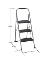 Cosco 3-Step Big Step Folding Stool, 200 lb Capacity, Light Gray(11408PBL1E)