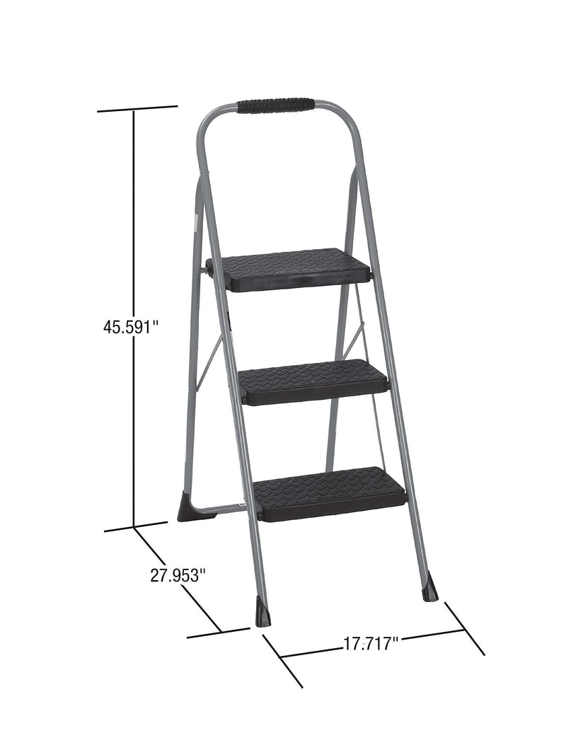 Cosco 3-Step Big Step Folding Stool, 200 lb Capacity, Light Gray(11408PBL1E)