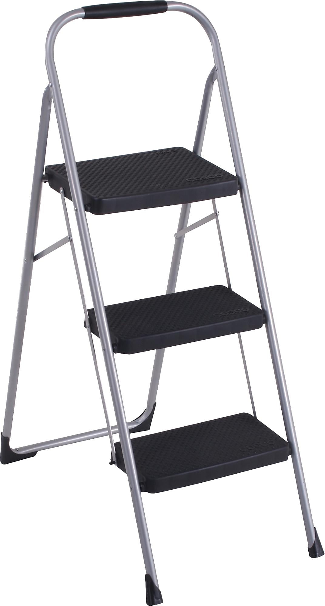 Cosco 3-Step Big Step Folding Stool, 200 lb Capacity, Light Gray(11408PBL1E)