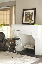 Cosco 3-Step Big Step Folding Stool, 200 lb Capacity, Light Gray(11408PBL1E)