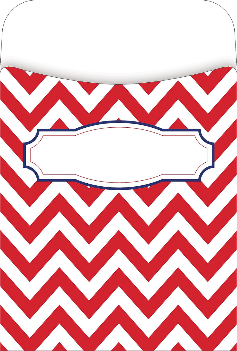 Barker Creek Nautical Chevron Peel & Stick Library Pockets, 5.125" x 3.5", 30/Pack (1232)