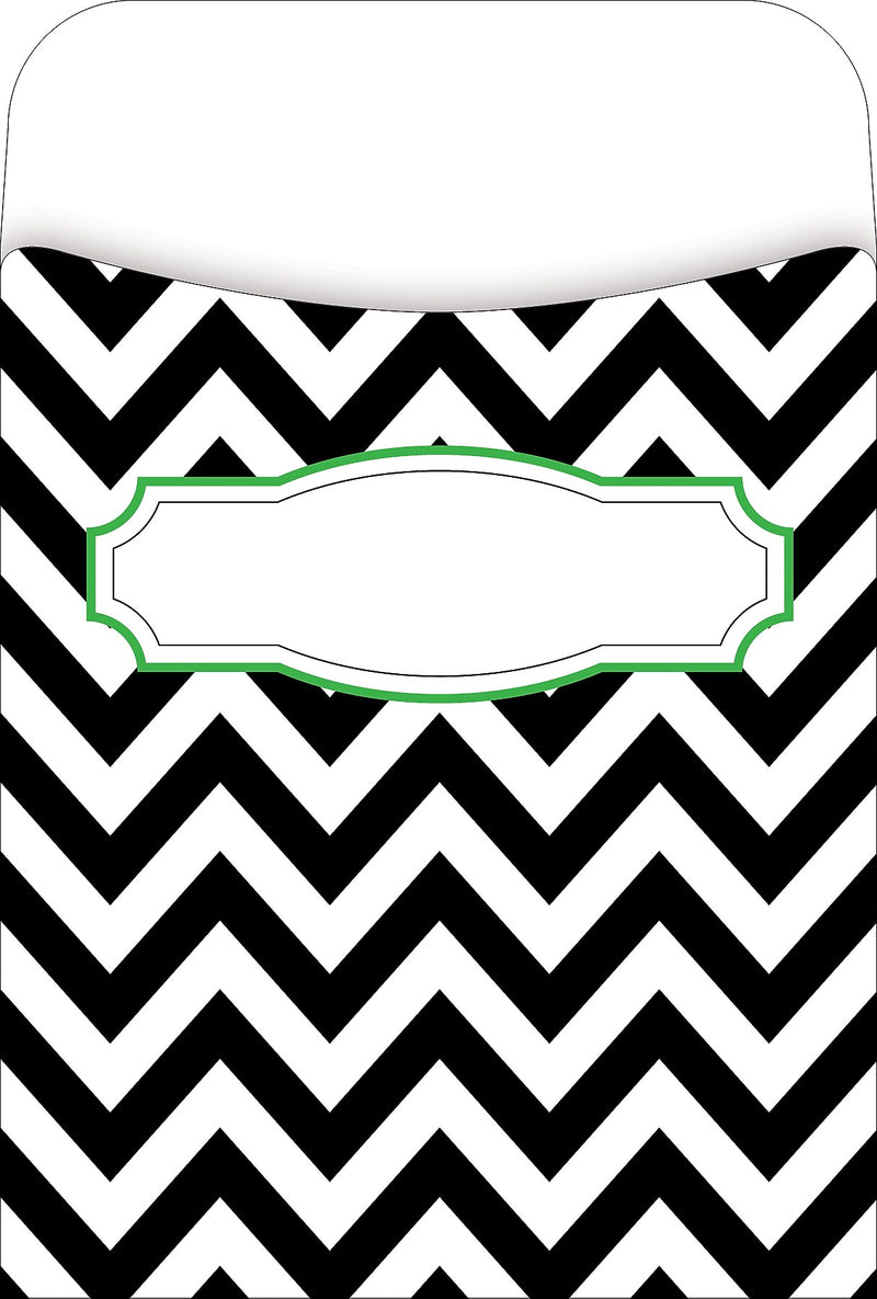 Barker Creek Nautical Chevron Peel & Stick Library Pockets, 5.125" x 3.5", 30/Pack (1232)