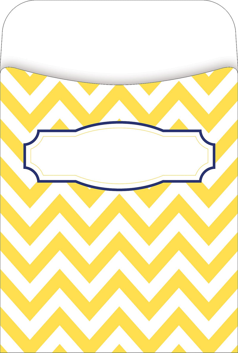 Barker Creek Nautical Chevron Peel & Stick Library Pockets, 5.125" x 3.5", 30/Pack (1232)