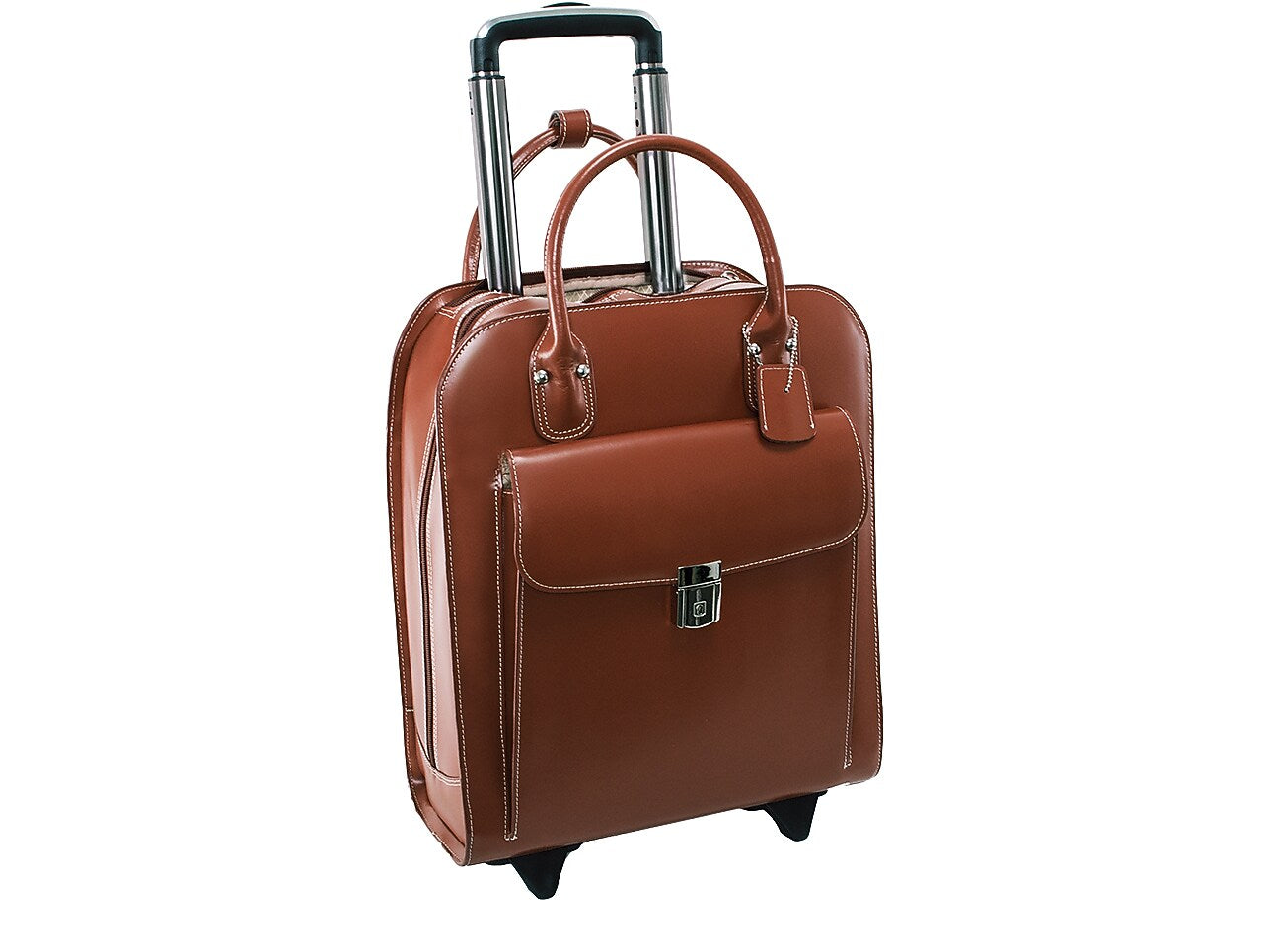McKlein L Series Ladies' UPTOWN Leather Briefcase, Laptop Compatible, Rolling, Brown (97694)