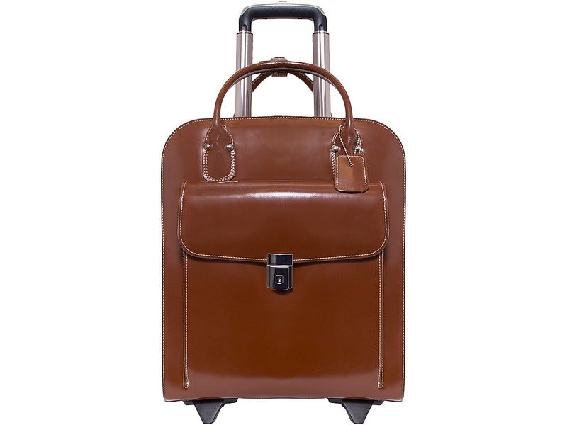 McKlein L Series Ladies' UPTOWN Leather Briefcase, Laptop Compatible, Rolling, Brown (97694)
