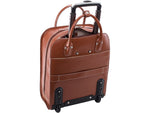 McKlein L Series Ladies' UPTOWN Leather Briefcase, Laptop Compatible, Rolling, Brown (97694)