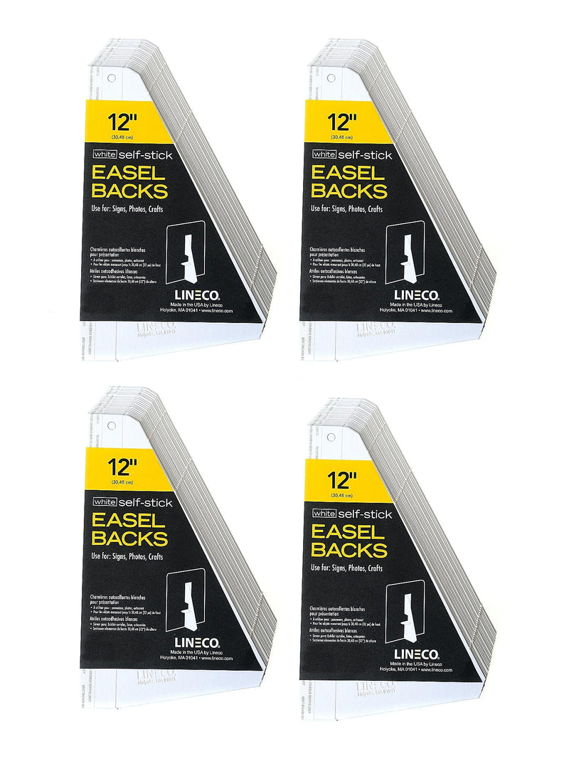 Lineco Single Wing Self-Stick Easel Backs, Size 12", White, 100 Per Pack (PK4-L328-1232)