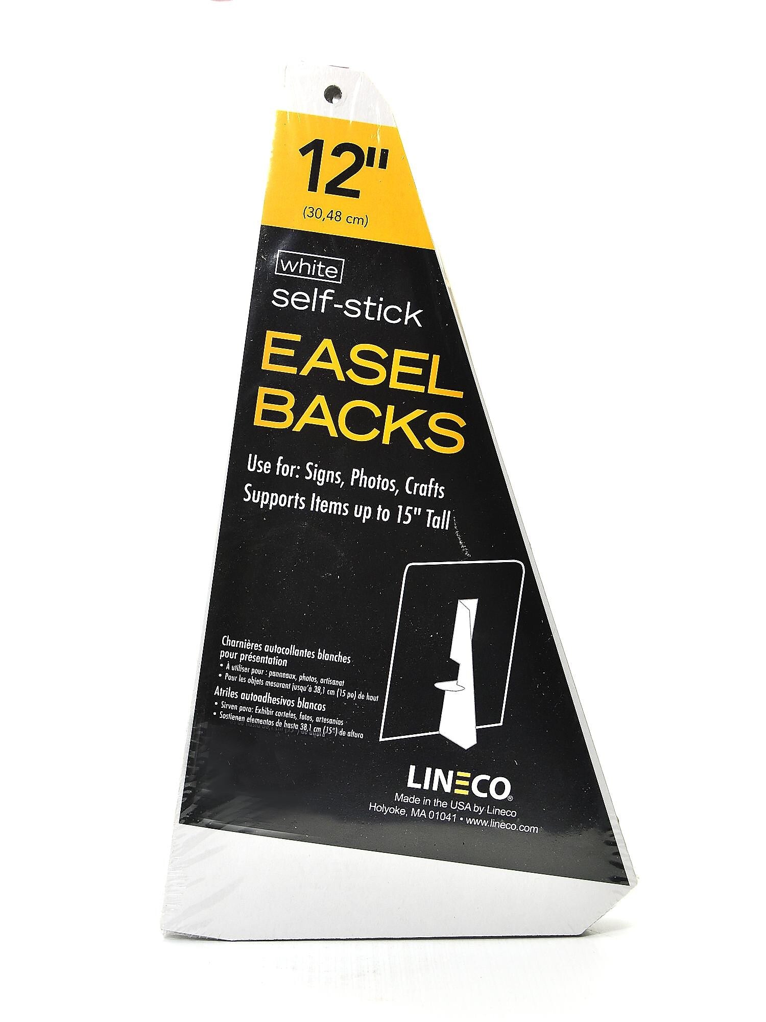Lineco Single Wing Self-Stick Easel Backs, Size 12", White, 100 Per Pack (PK4-L328-1232)