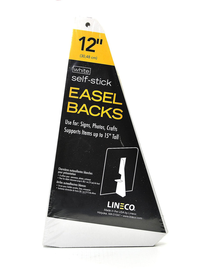 Lineco Single Wing Self-Stick Easel Backs, Size 12", White, 100 Per Pack (PK4-L328-1232)
