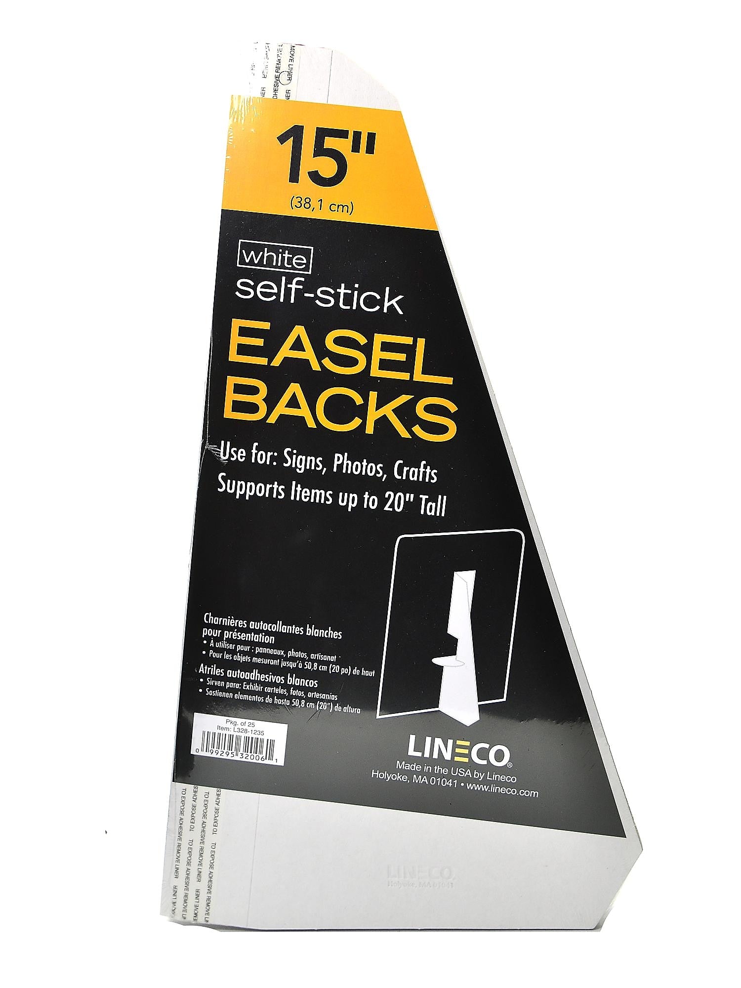 Lineco Single Wing Self-Stick Easel Backs, Size 15", White, 50 Per Pack (PK4-L328-1235)