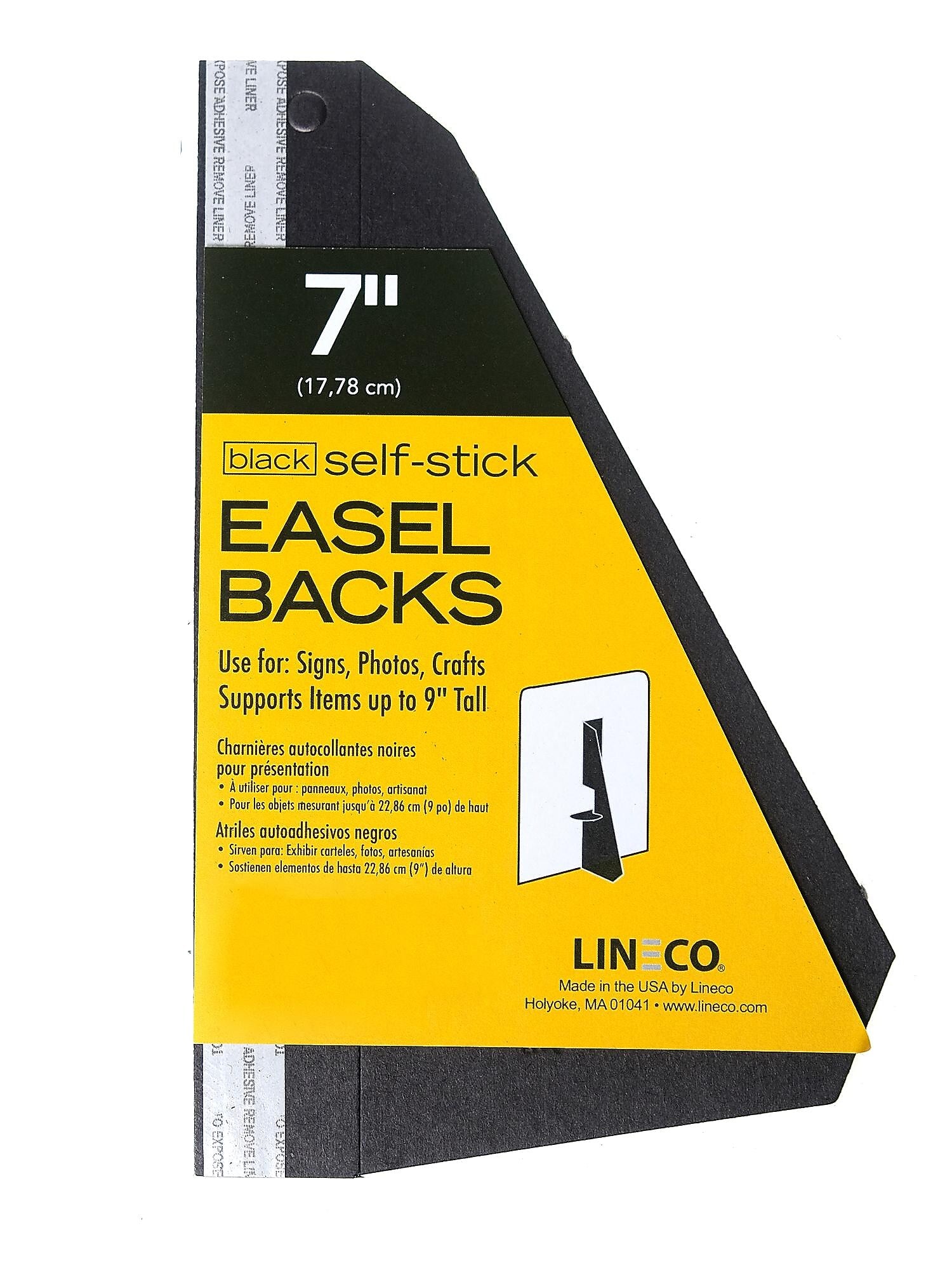 Lineco Single Wing Self-Stick Easel Backs, Size 7", Black, 100 Per Pack (PK4-328-3330)