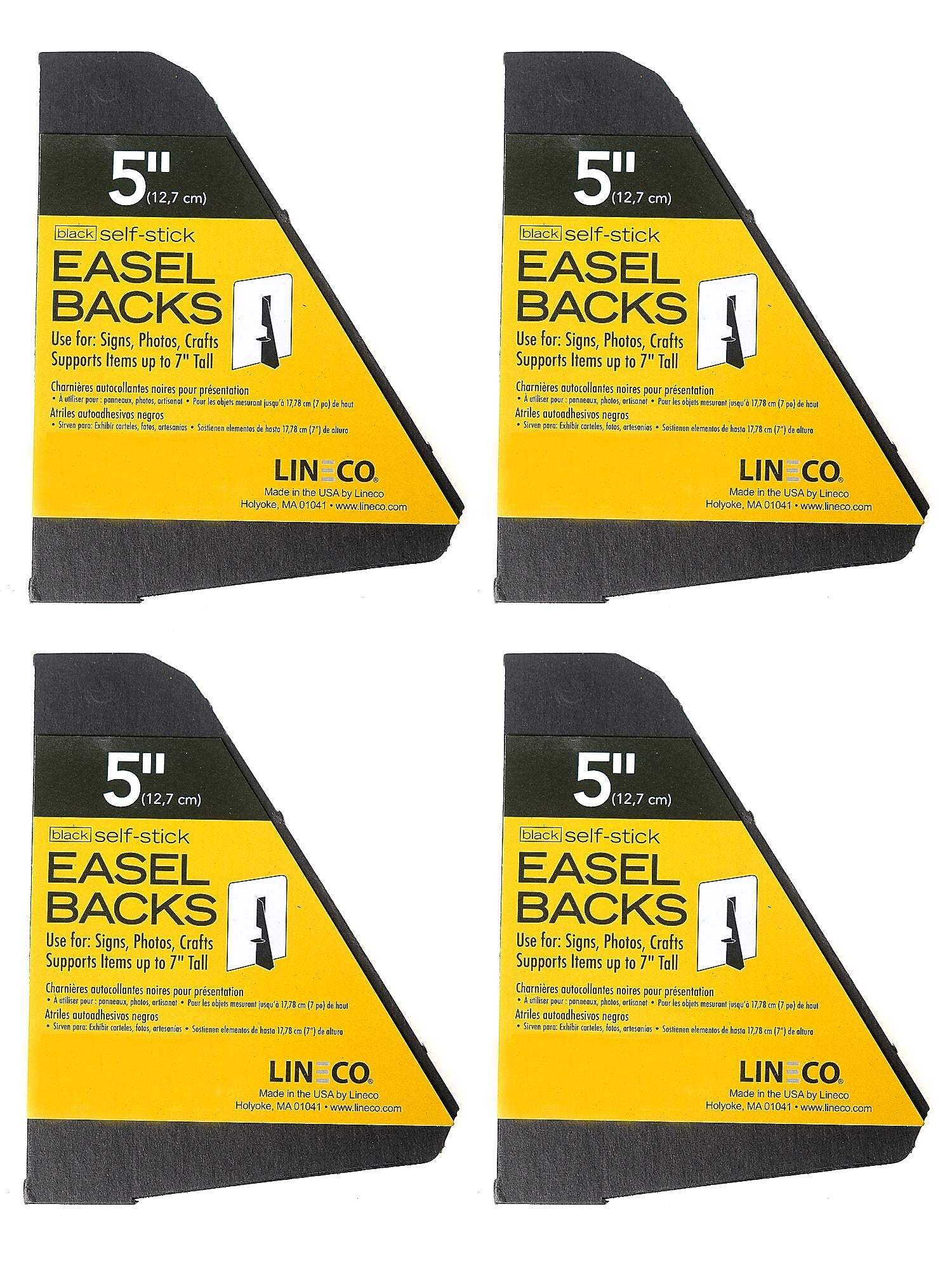 Lineco Single Wing Self-Stick Easel Backs, Size 5", Black, Pack of 100 (PK4-328-3334)