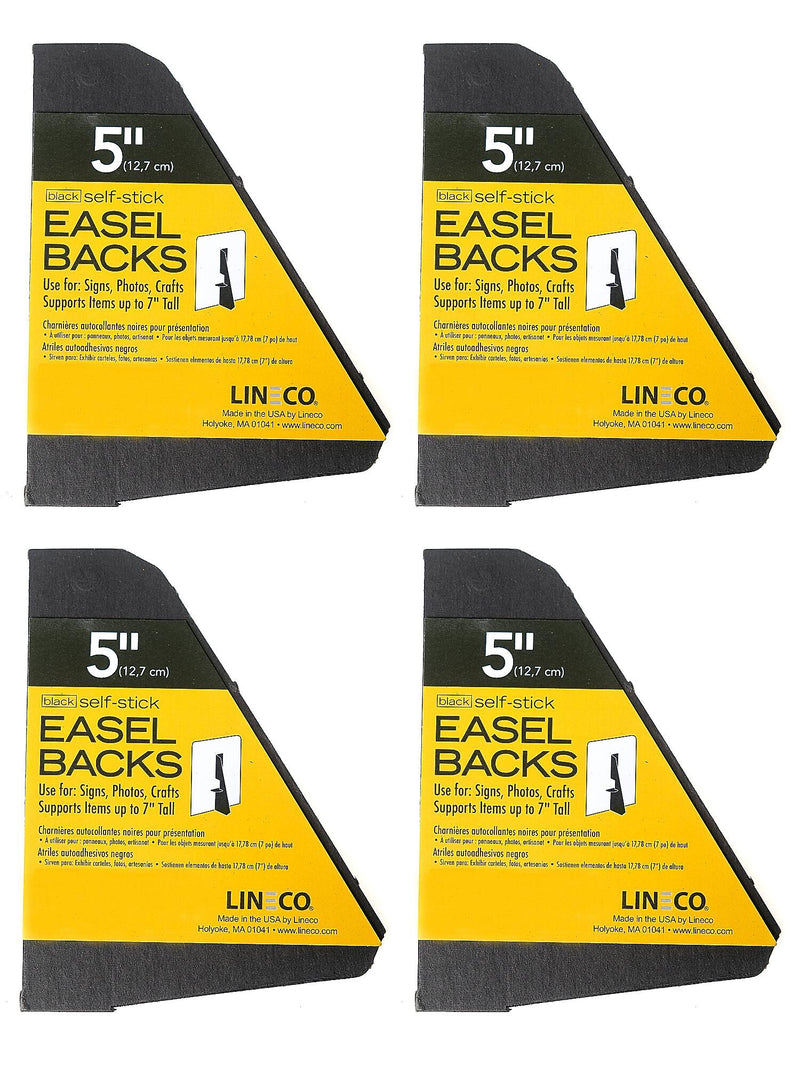 Lineco Single Wing Self-Stick Easel Backs, Size 5", Black, Pack of 100 (PK4-328-3334)