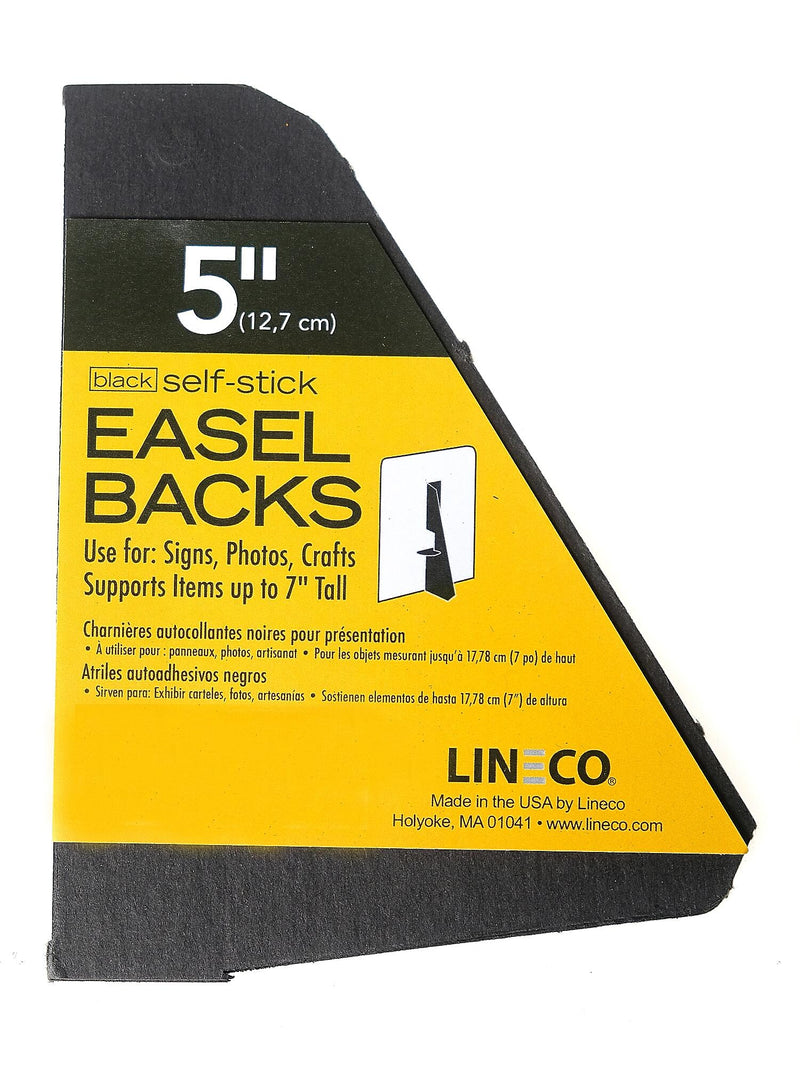 Lineco Single Wing Self-Stick Easel Backs, Size 5", Black, Pack of 100 (PK4-328-3334)