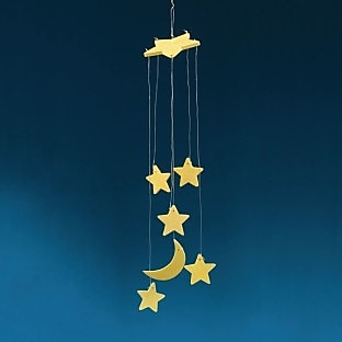 S&S Worldwide Glow-in the-Dark Moon & Stars Mobile Craft Kit, 12/Pack