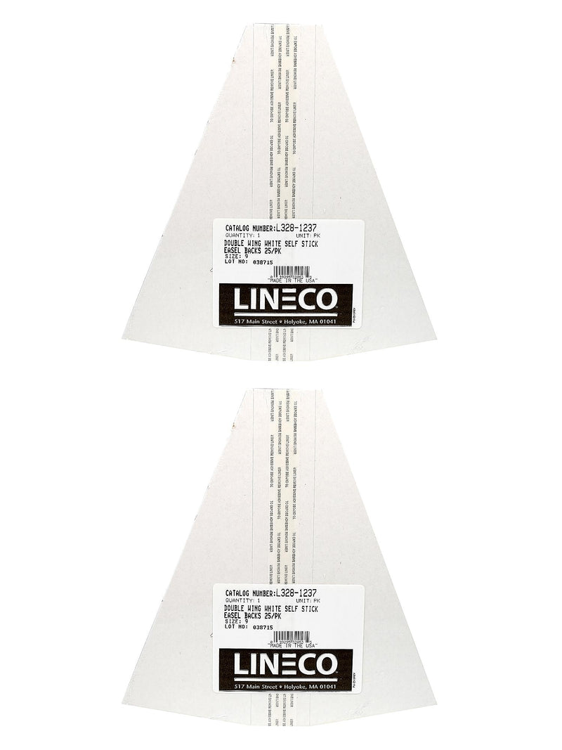 Lineco Self-Stick Double Wing Easel Backs, Size 9", White, Pack of 50 (PK2-L328-1237)