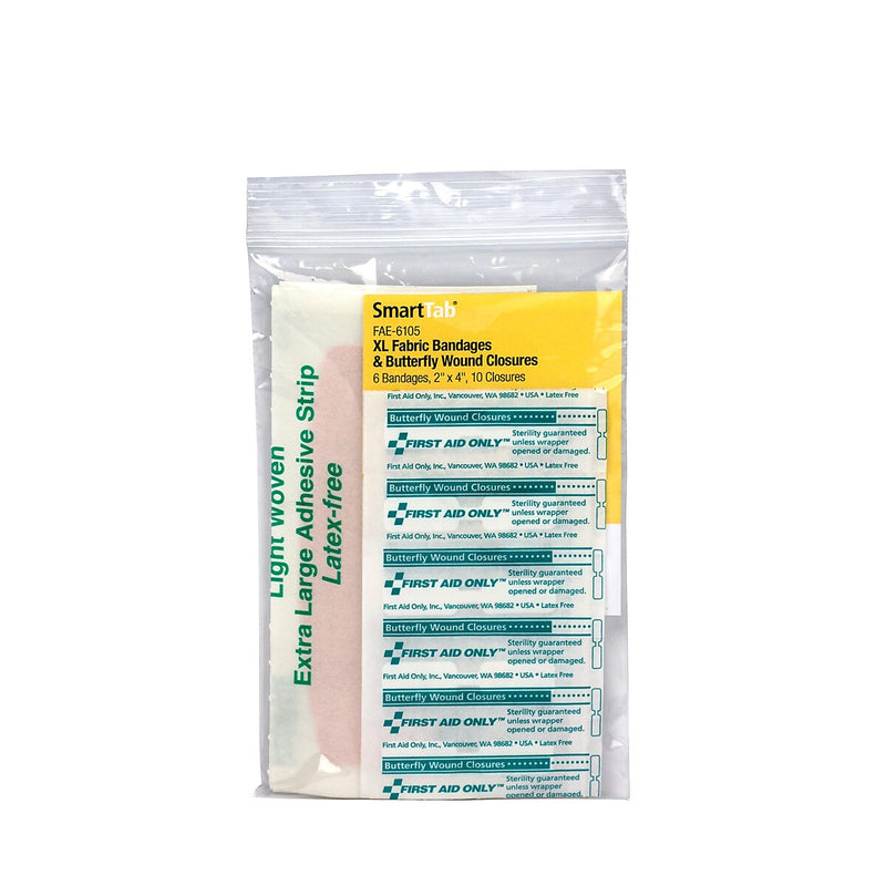 SmartCompliance 2"x 4" Fabric Adhesive Bandages & Butterfly Wound Closure Refill, 16/Box (FAE-6105)