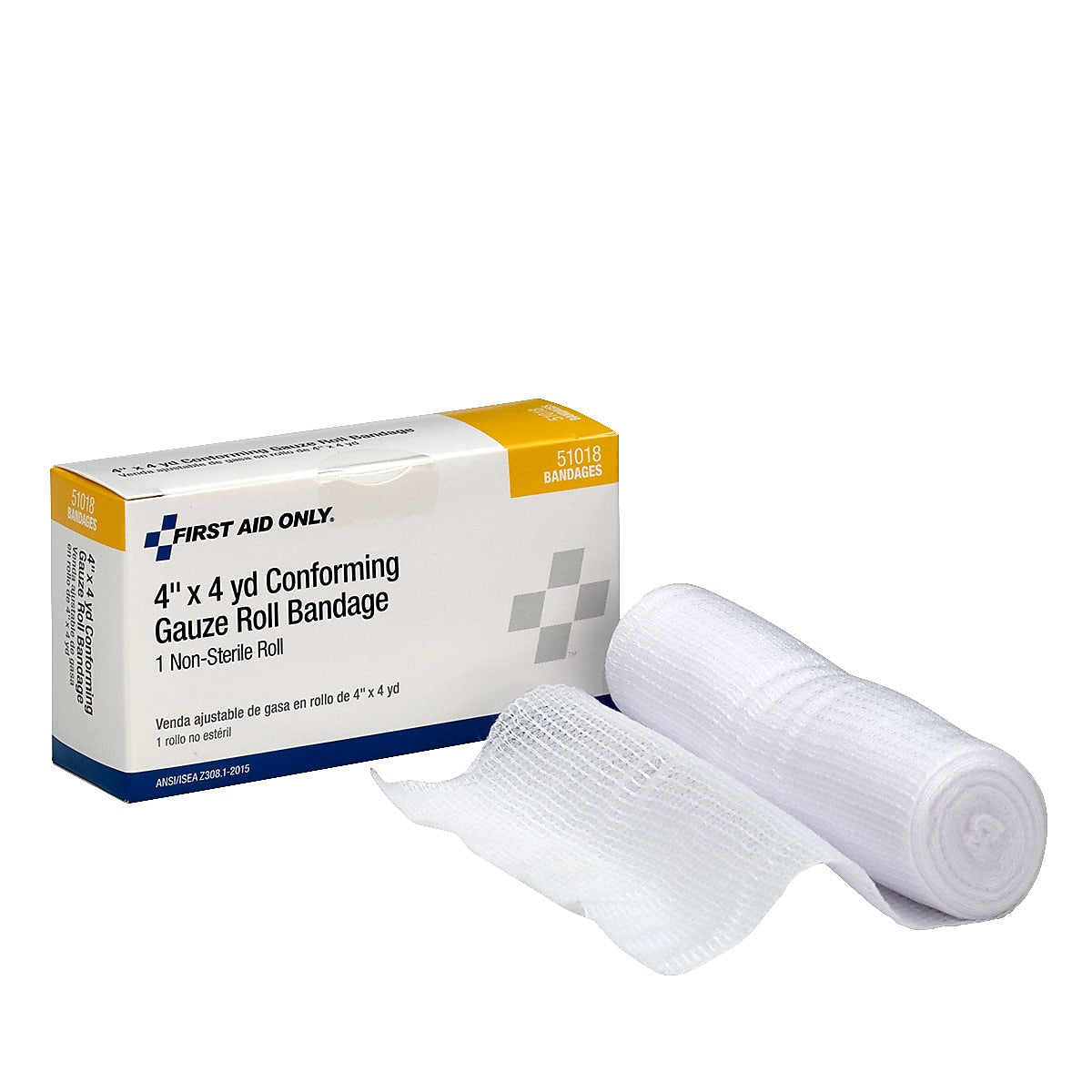 First Aid Only Non-Sterile Conforming Gauze Bandage, 4" x 4 Yards (51018)
