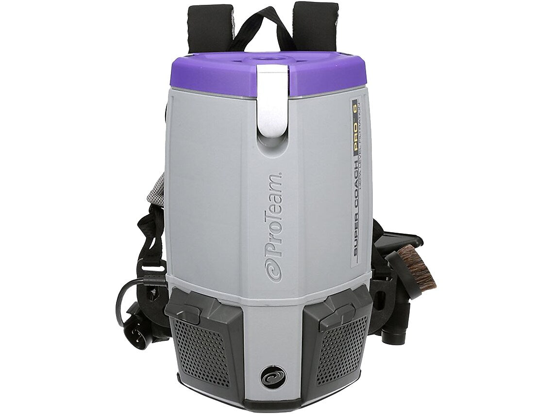 ProTeam Super Coach Pro 6 Backpack Vacuum, Gray/Purple/Black (107344)