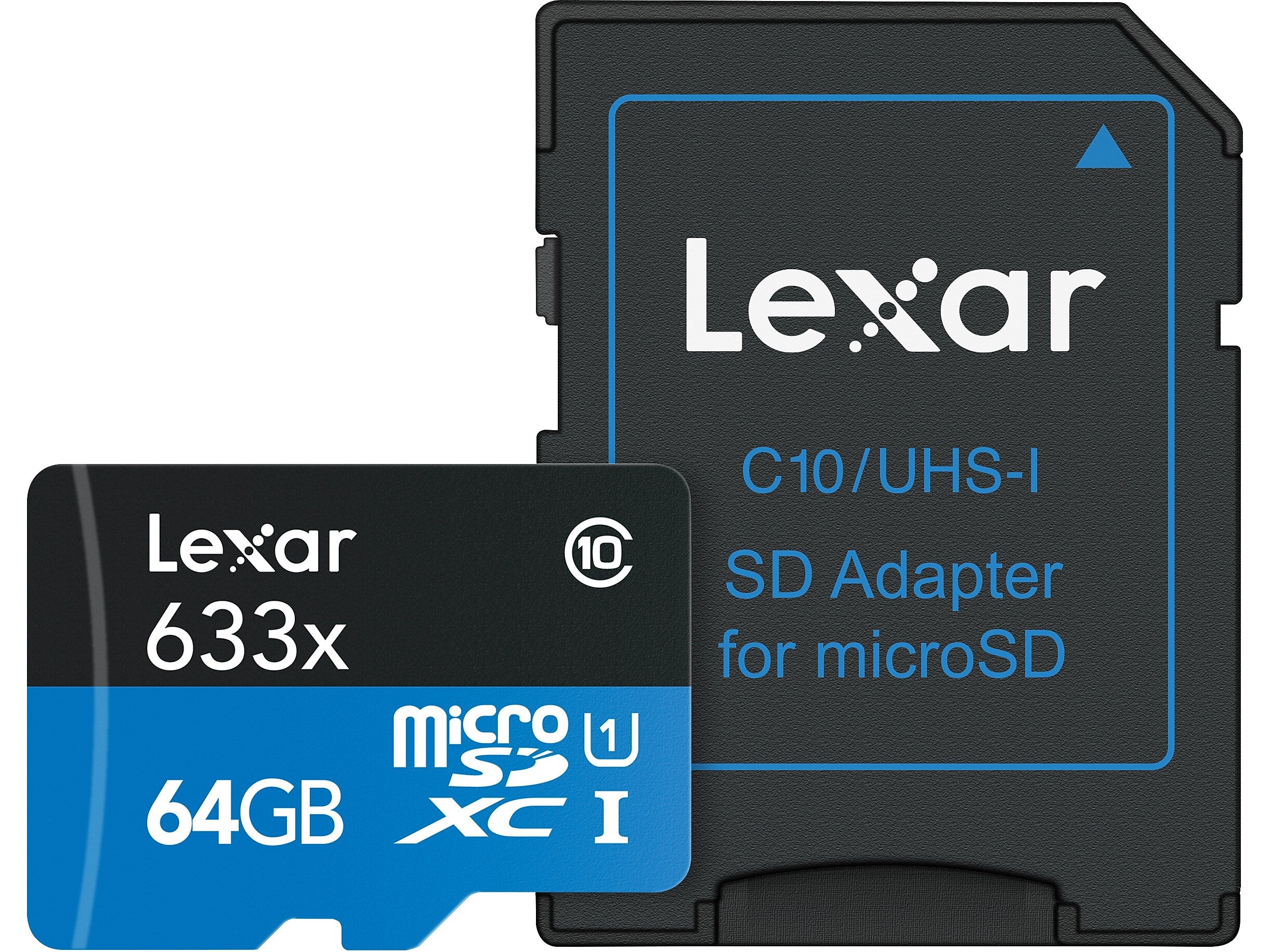 Lexar High-Performance 633x 64GB microSDXC Memory Card with Adapter, Class 10, UHS-I (LSDMI64GBBNL633)