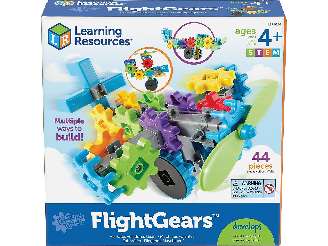 Learning Resources Gears! Gears! Gears! FlightGears, Assorted Colors, 44 Pieces/Set (LER9236)