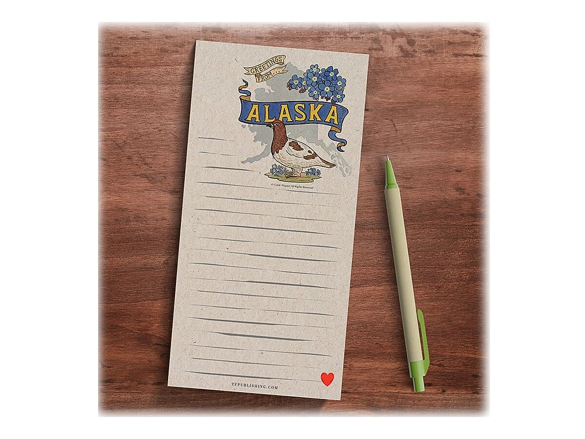 TF Publishing Alaska Memo Pad, 4" x 8", Multicolor, 26 Sheets/Pad, 1 Pad/Pack (99-ALASMP)