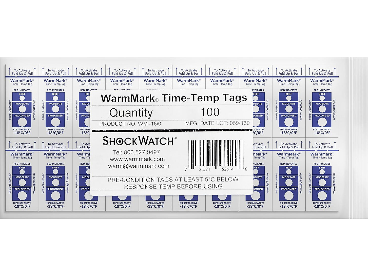 WarmMark Short-Run -18°C/0°F Chemical Temperature Indicator, 100/Pack (WM-18/0)