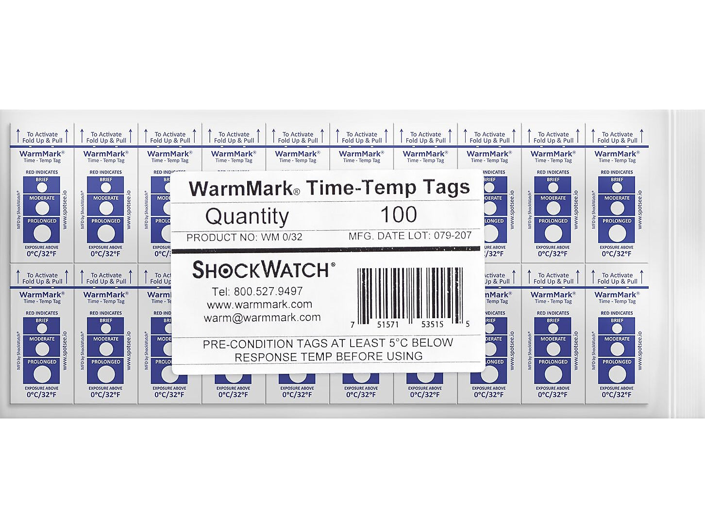 WarmMark Short-Run 0°C/32°F Chemical Temperature Indicator, 100/Pack (WM 0/32)