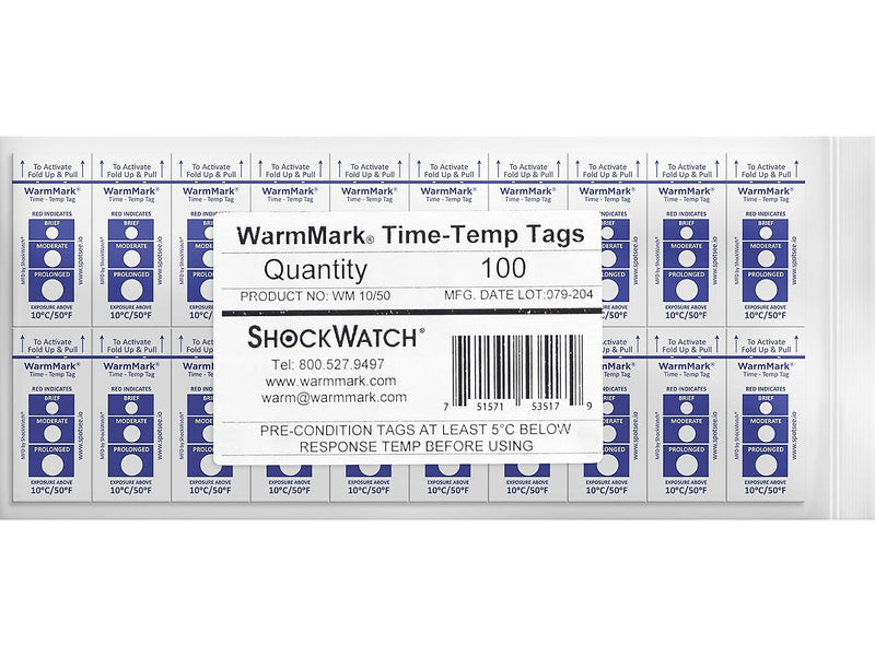 WarmMark Short-Run 10°C/50°F Chemical Temperature Indicator, 100/Pack (WM 10/50)