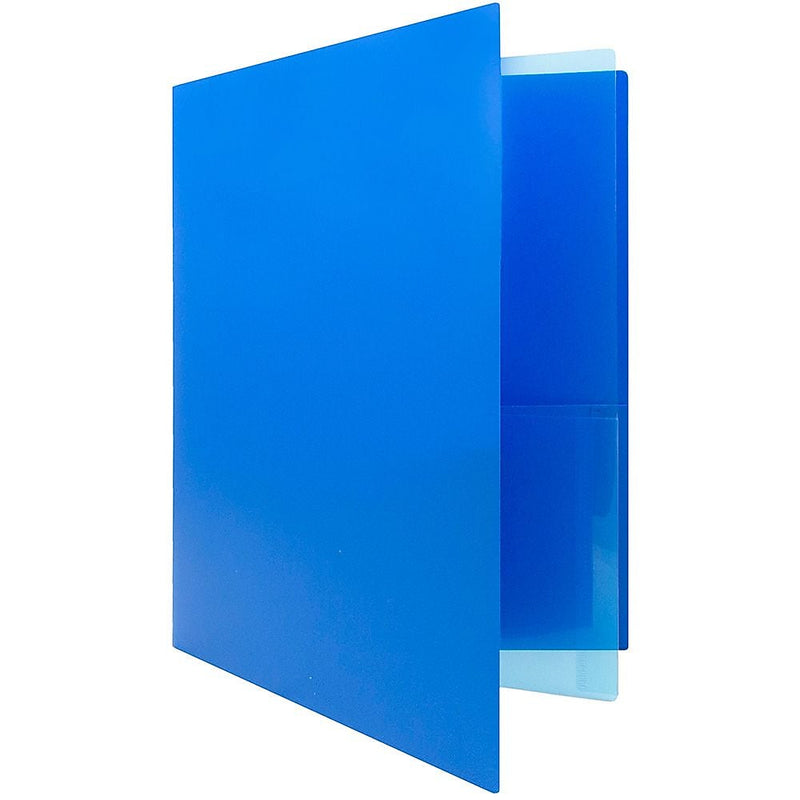 JAM Paper Heavy Duty 4-Pocket Plastic Folder Organizer, Blue, 72/Pack (389MP4bua)