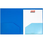 JAM Paper Heavy Duty 4-Pocket Plastic Folder Organizer, Blue, 72/Pack (389MP4bua)