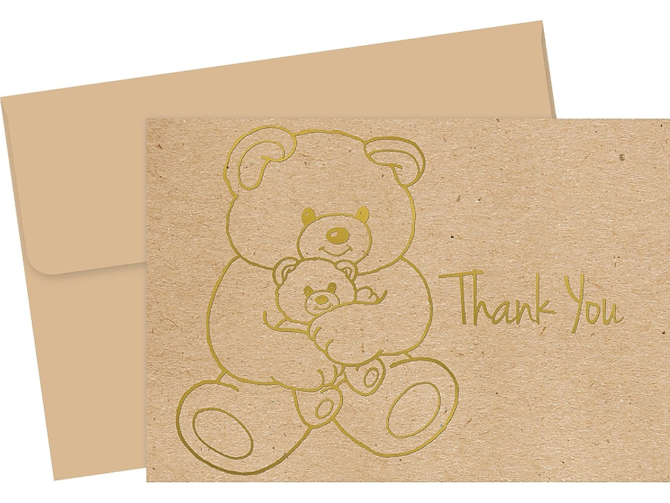 Great Papers! Teddy Bear Matte Personal Thank You Notecards, Kraft, 50/Pack (2019080)