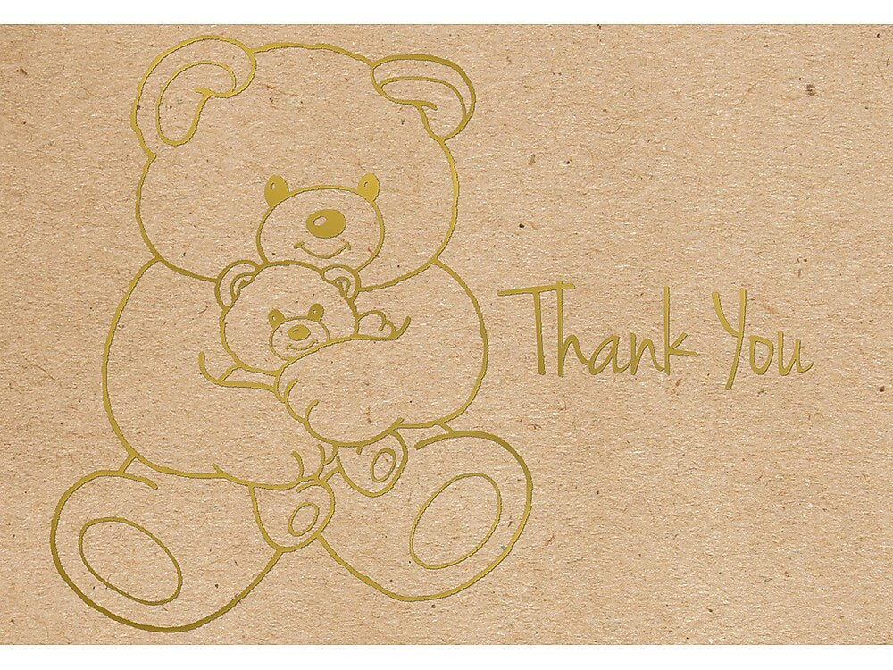 Great Papers! Teddy Bear Matte Personal Thank You Notecards, Kraft, 50/Pack (2019080)