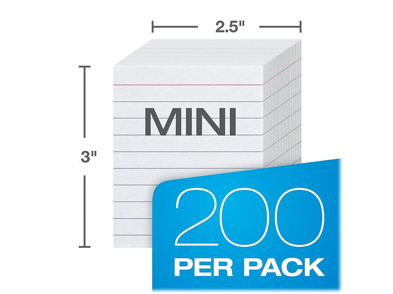 Oxford Mini Ruled 2.5" x 3" Index Cards, White, 200 Per Pack (OXF 10009)