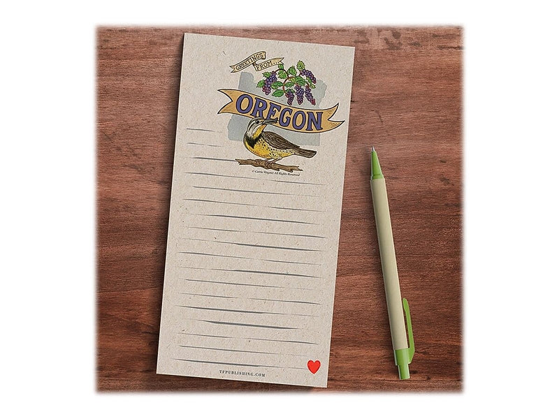 TF Publishing Oregon Memo Magnet Pad, 4" x 8", Line Ruled, Kraft, 52 Sheets/Pad, 1 Pad/Pack (99-OREGMP)