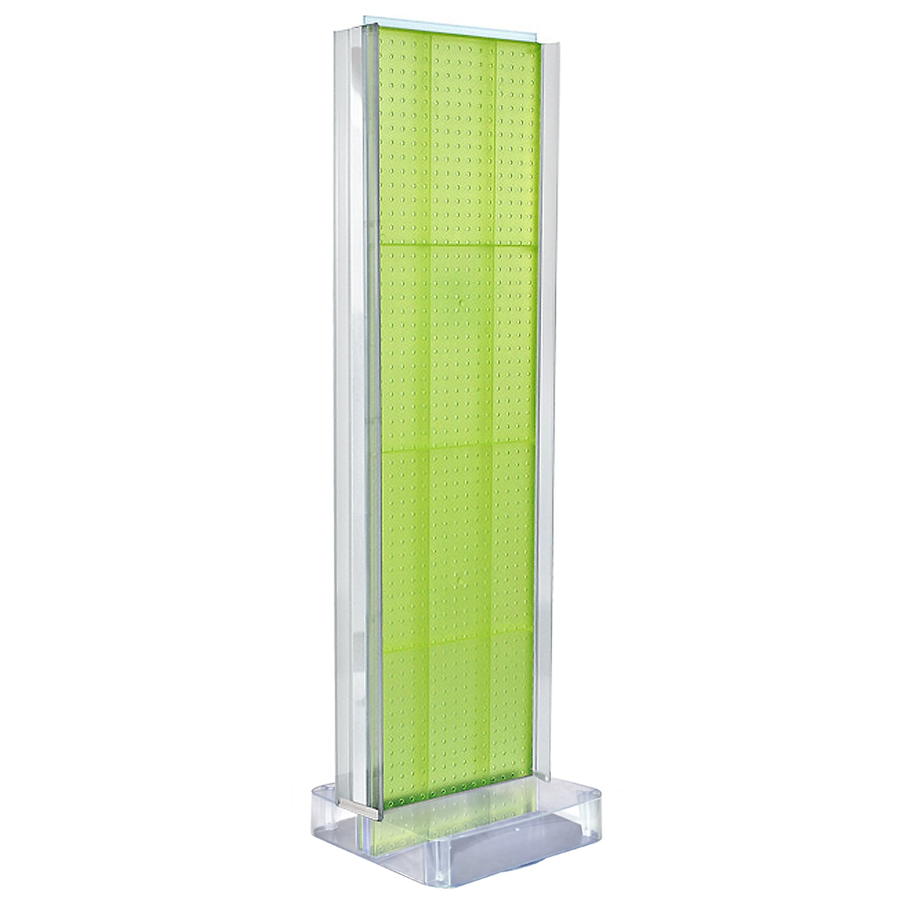 Two-Sided Pegboard Floor Display w/ C-Channel Sides on Studio Base. Panel Size: 16"W x 60"H, Green (700778-GRE)