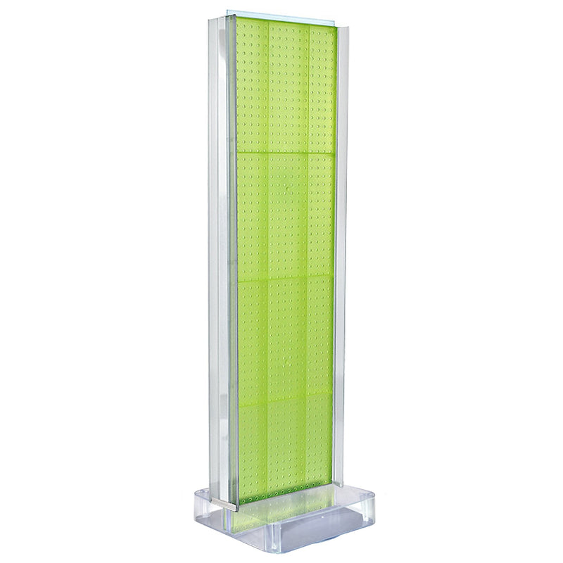 Two-Sided Pegboard Floor Display w/ C-Channel Sides on Studio Base. Panel Size: 16"W x 60"H, Green (700778-GRE)
