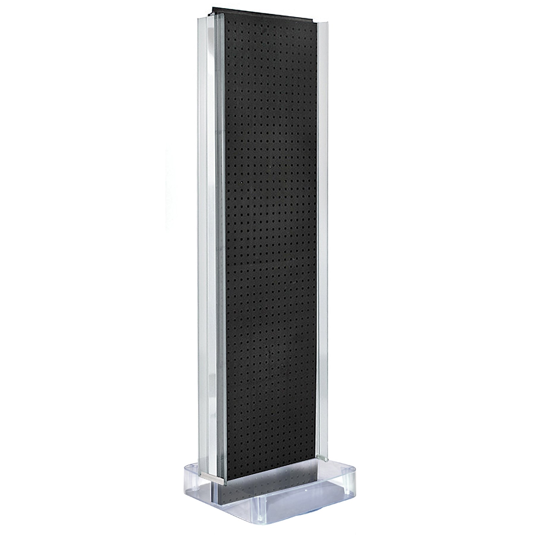 Two-Sided Pegboard Floor Display w/ C-Channel Sides on Studio Base. Panel Size: 16"W x 60"H, Black (700778-BLK)