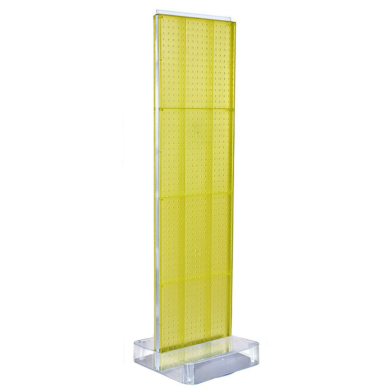 Two-Sided Pegboard Floor Display on Studio Base: Panel Size: 16"W x 60"H, Yellow (700770-YEL)