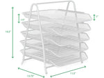 Mind Reader 5-Tier Stackable Paper Desk Tray Organizer, Metal, White (5TPAPER-WHT)