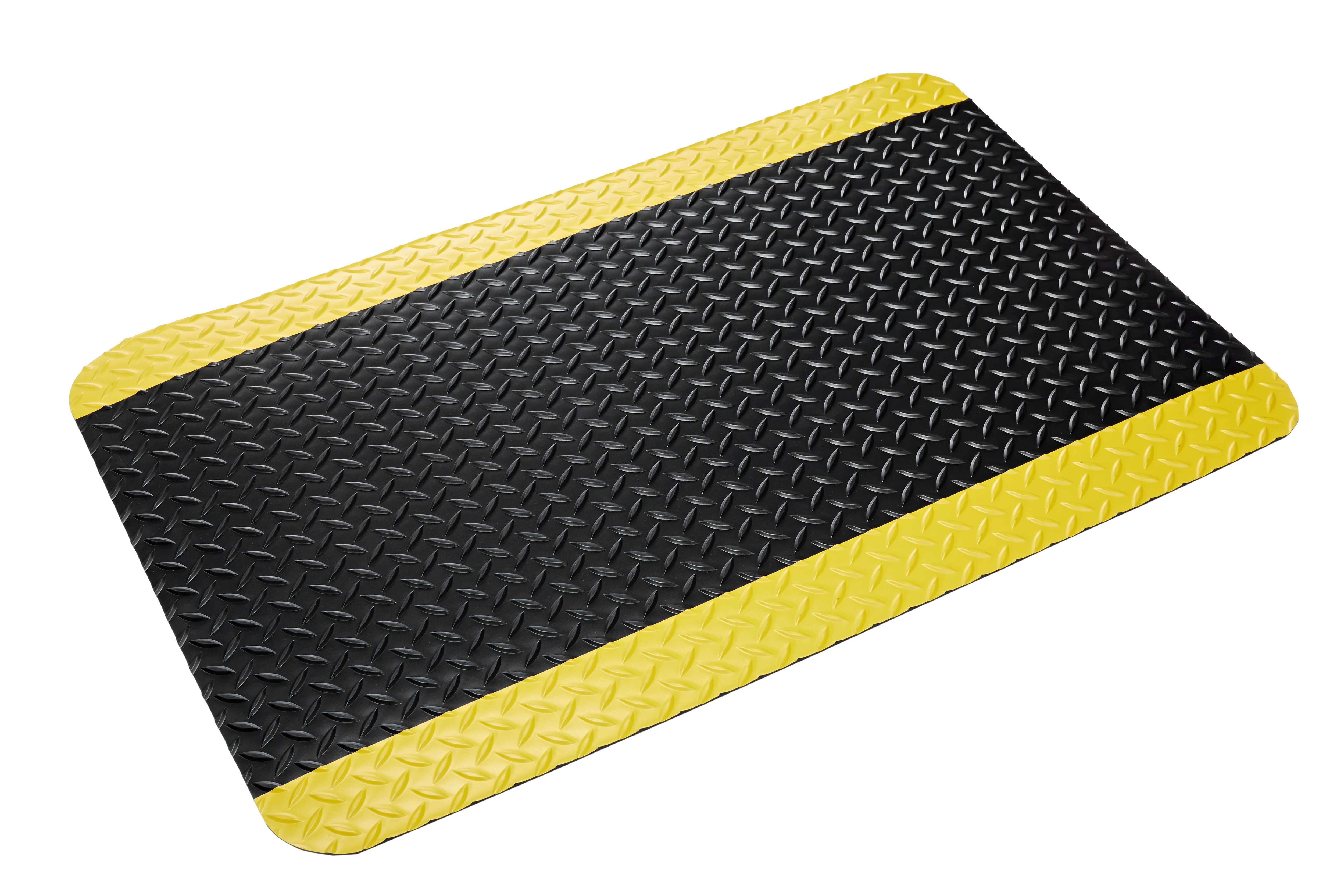 Crown Industrial Deck Plate Anti-Fatigue Mat, 36" x 60", Black with Yellow Border (CWNCD0035YB)