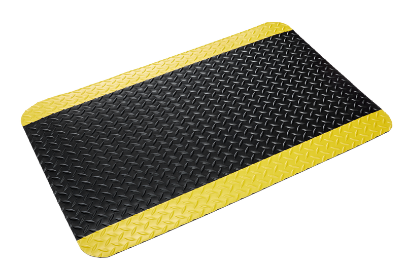 Crown Industrial Deck Plate Anti-Fatigue Mat, 36" x 60", Black with Yellow Border (CWNCD0035YB)