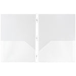 JAM Paper POP 2-Pocket Plastic Folders with Metal Prongs Fastener Clasps, Clear, 6/Pack (382ECcldd)