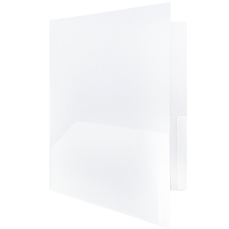 JAM Paper POP 2-Pocket Plastic Folders with Metal Prongs Fastener Clasps, Clear, 6/Pack (382ECcldd)