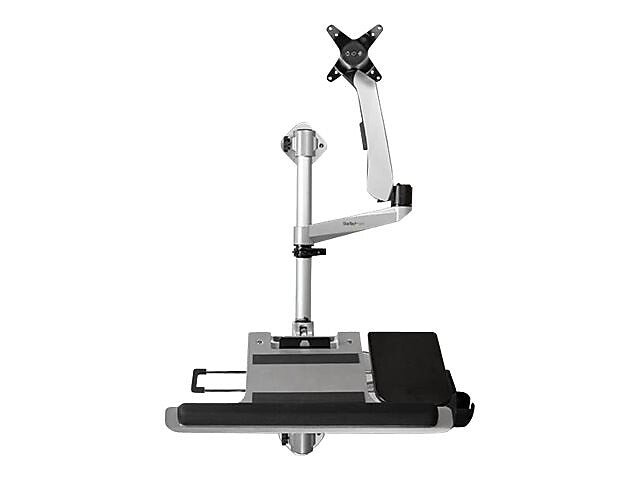 StarTech Wall Mounted Computer Workstation - Articulating Monitor Arm Adjustable, Up to 30", Silver (WALLSTSI1)