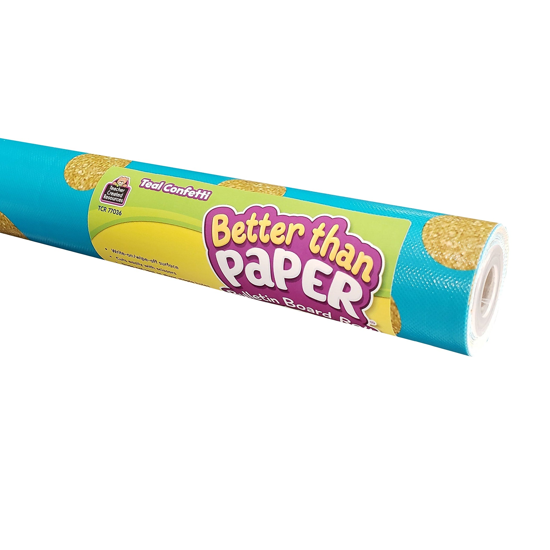 Teacher Created Resources Better Than Paper 144" x 48" Bulletin Board Roll, Teal Confetti, 4/Carton (TCR32347)