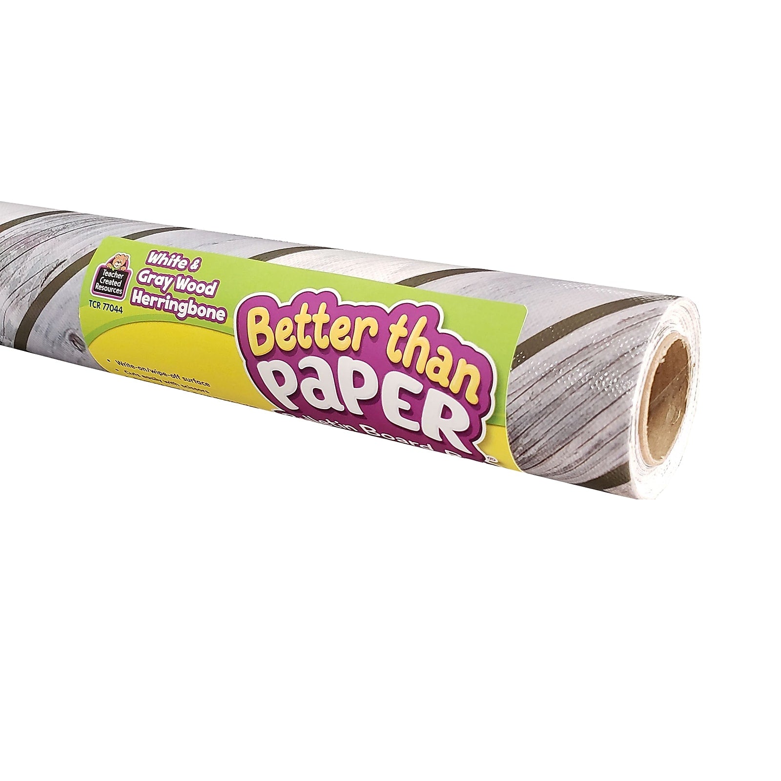 Teacher Created Resources Better Than Paper 144" x 48" Bulletin Board Roll, Herringbone White Wood, 4/Carton (TCR32351)