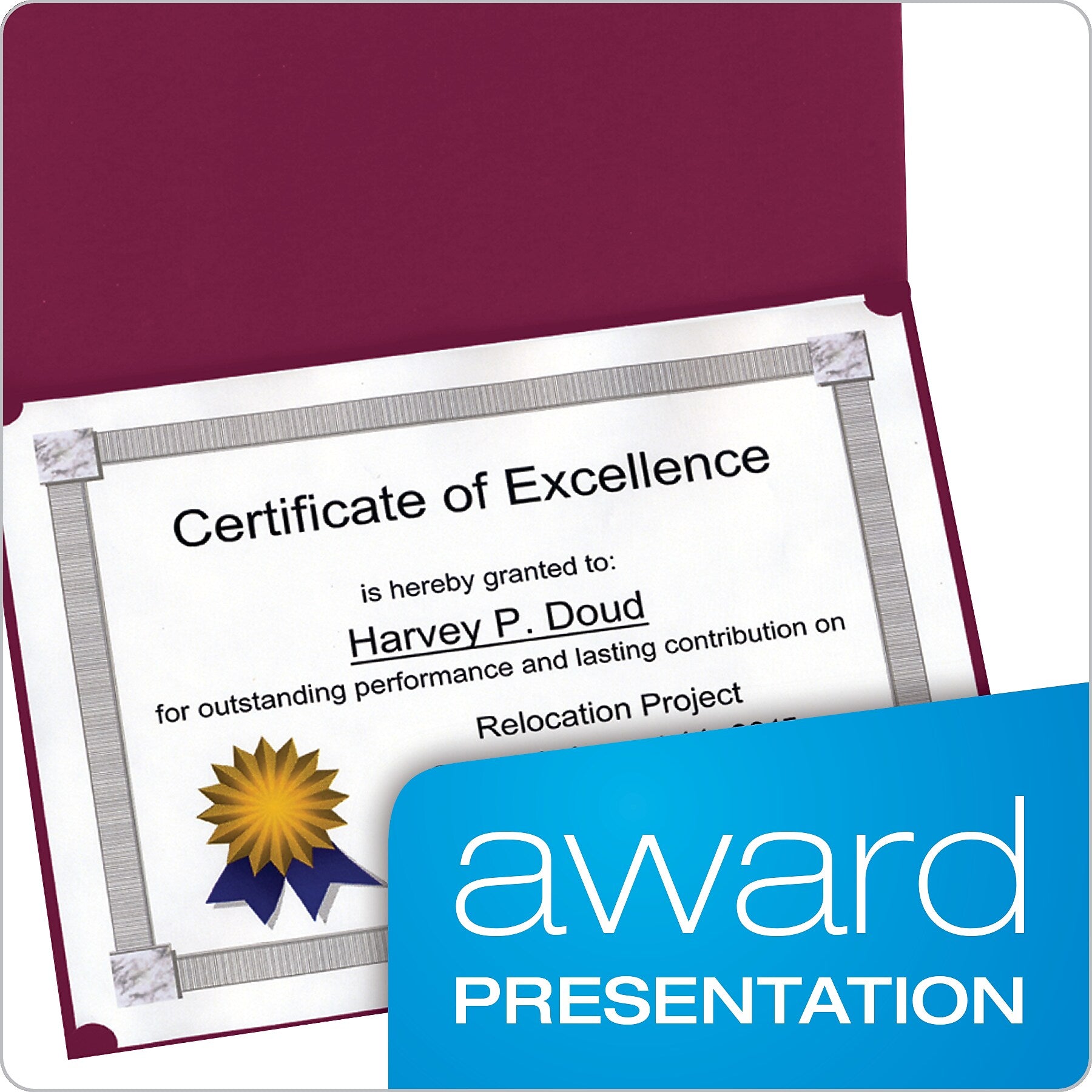 Oxford Certificate Holders, 8.88" x 11.25", Burgundy, 5/Pack (29900585BGD)