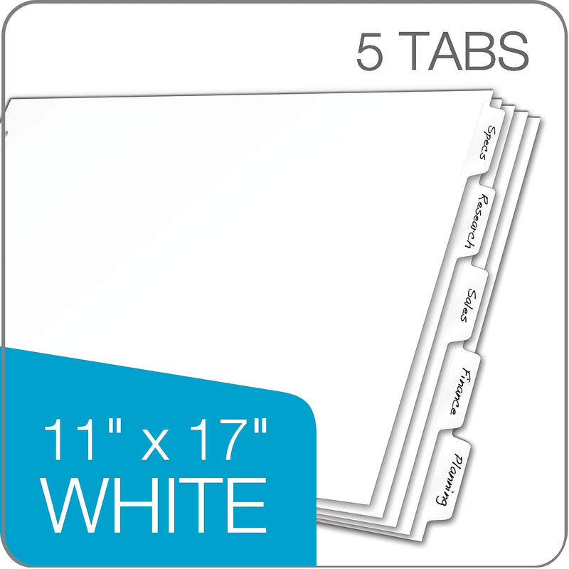 Cardinal Write & Erase Paper Dividers, 5-Tab, White (CRD84270CB)