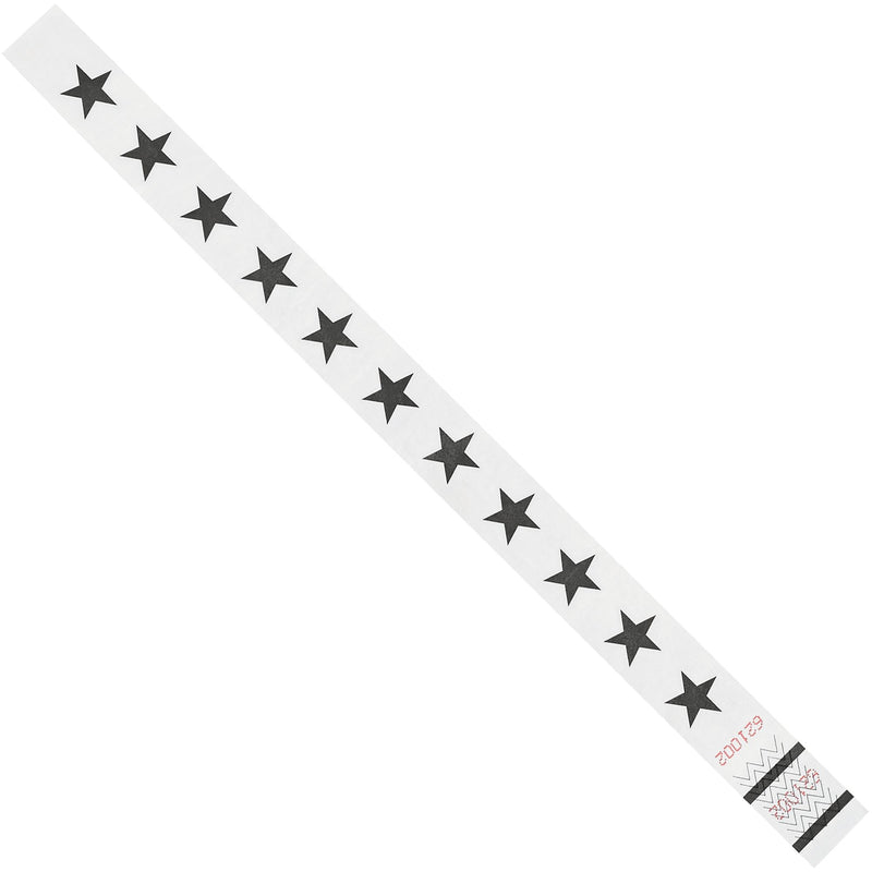 Tyvek® Wristbands, 3/4" x 10", White Stars, 500/Case (WR104WH)